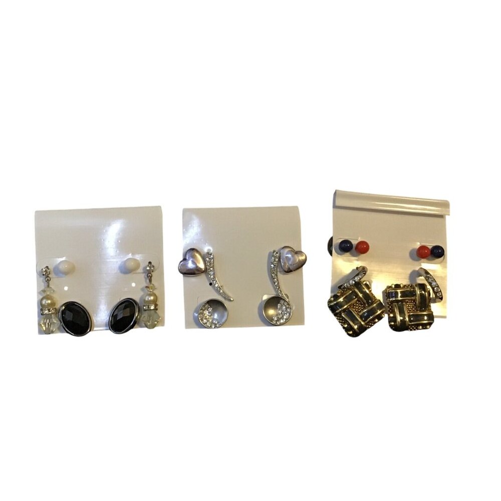 Lot Of 10 Vintage Pierced Earrings In Mixed Styles & Colors (1344)